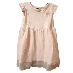 Carter's 12 Month Unicorn Body Dress, Pink and White Striped with Tulle